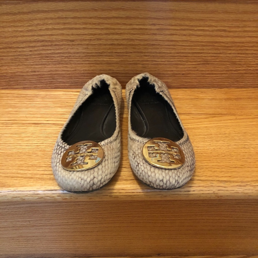Tory Burch Gold Feather Flats